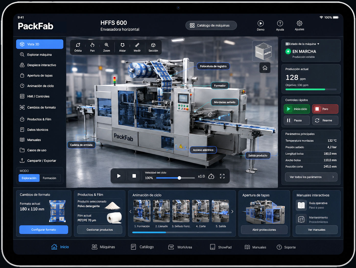 Plataforma integral de réplica interactiva, simulación y mantenimiento asistido en tablet
